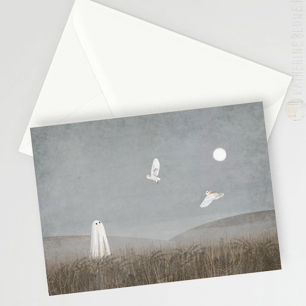 Ghost Owl A6 Sized Greetings Card