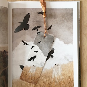 Crows Bookmark: Double Sided with Tassel
