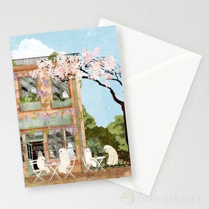 Carte de voeux Ghost Cafe au format A6 avec enveloppe