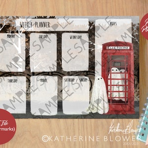 Phone Box Ghost Digital/ printable Weekly Planner Page