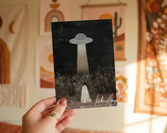 There's A UFO In the Cornfield Again... A6 Sized Greetings card
