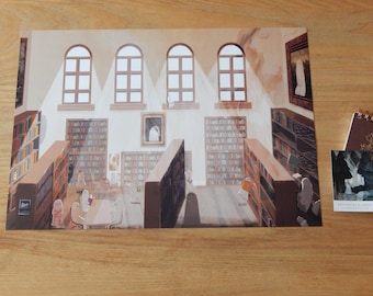 11.7 x 16.5 inches The Haunted Library A3 Sized Art Print