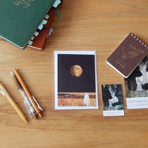 Tarjeta de felicitación tamaño A6 de luna de cosecha