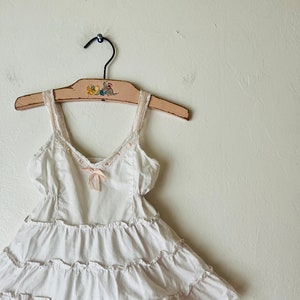 Vintage 50’s Baby Girl Cotton Slip Dress with Ruffles Ribbon Straps and Bow Style Undies Brand Mid Century Baby Clothes 0-6 Months 10” Chest