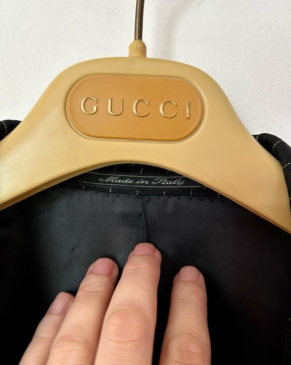 Authentic Gucci Black Pinstripe Suit Men’s Circa 2