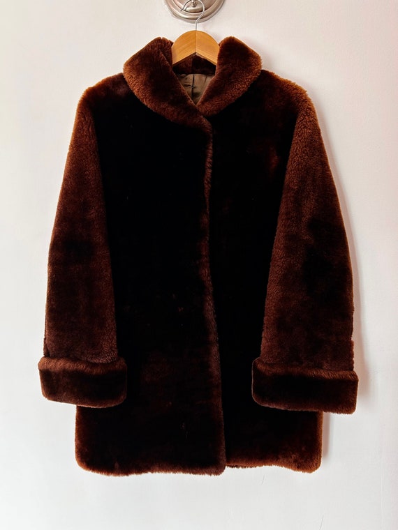 Vintage Mid Century Plush Teddy Bear Coat Brown Lined… - Gem
