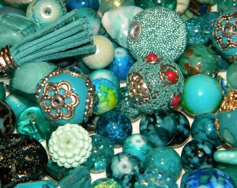 NEW 20pc Mermaid Mix PurpleTealGreen Mixed BOHO Jesse James beads Loose bead Random Mix Bag of different sizes /& shapes