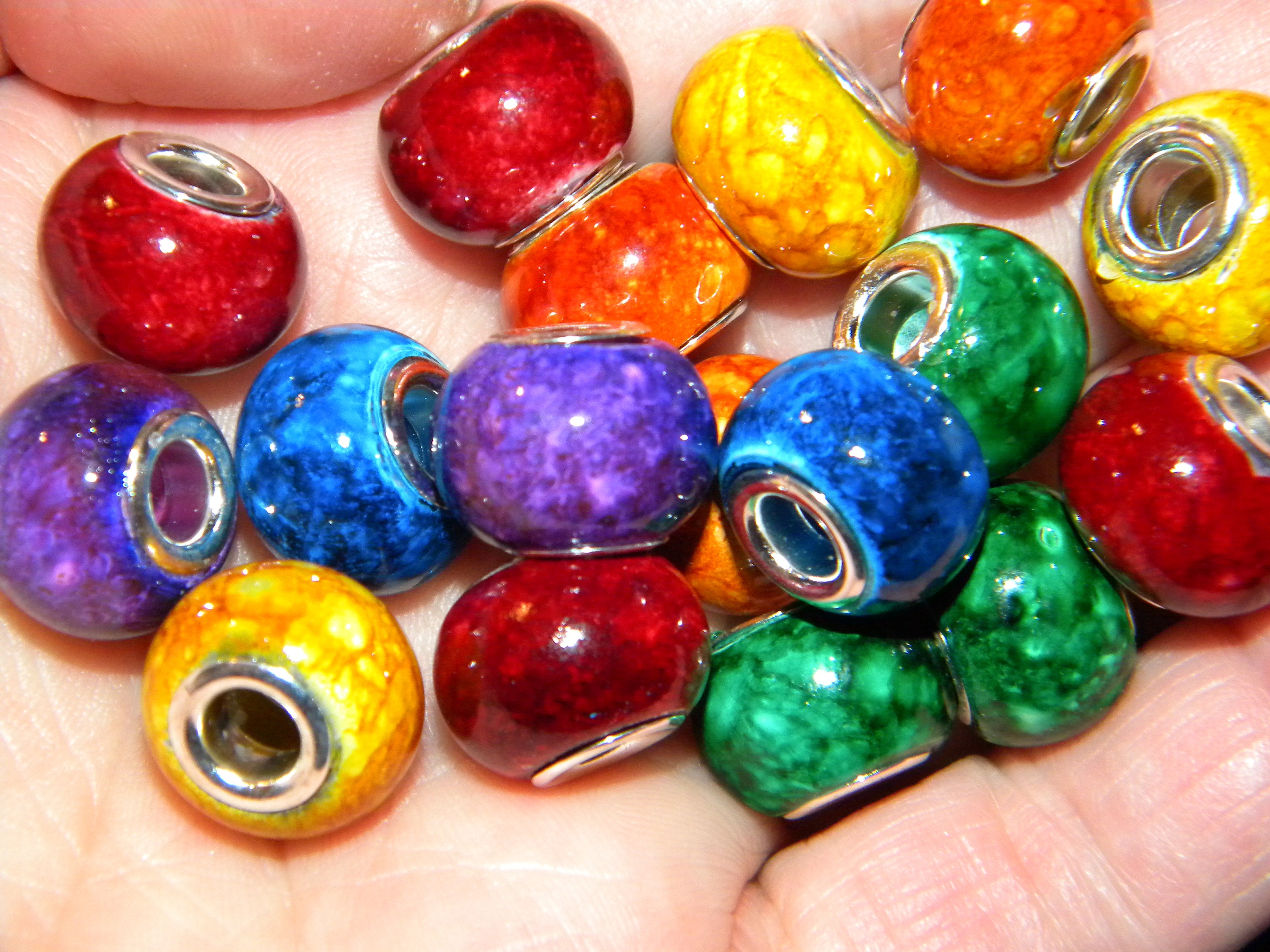 20/50 pcs Assorted European large hole beads, multicolor large hole spacer  beads, Random picked Acrylic beads for Jewelry bracelet