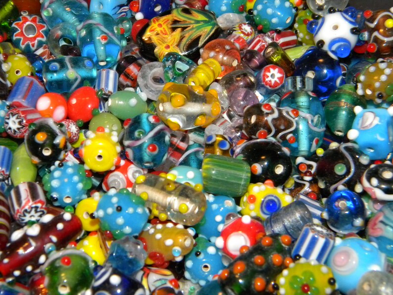 New 6oz Bright Colorful BUMPY Lampwork beads 6-30mm Premium Random pick Beads House Mix Loose lot mix