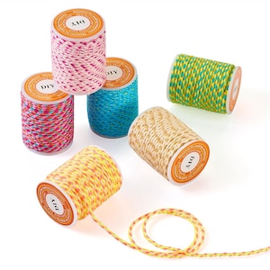 6/Rolls 6 Colors 4-Ply Polycotton Cord with Metallic Thread, Handmade Macrame Cotton Rope, Mixed Color, 1.5mm, about 4.3 yards(1-63)