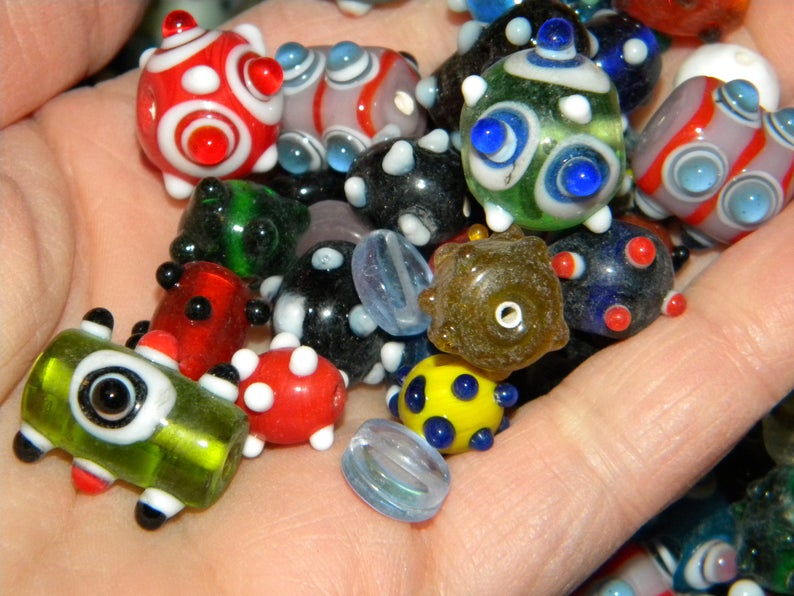 New 6oz Bright Colorful BUMPY Lampwork beads 6-30mm Premium Random pick Beads House Mix Loose lot mix