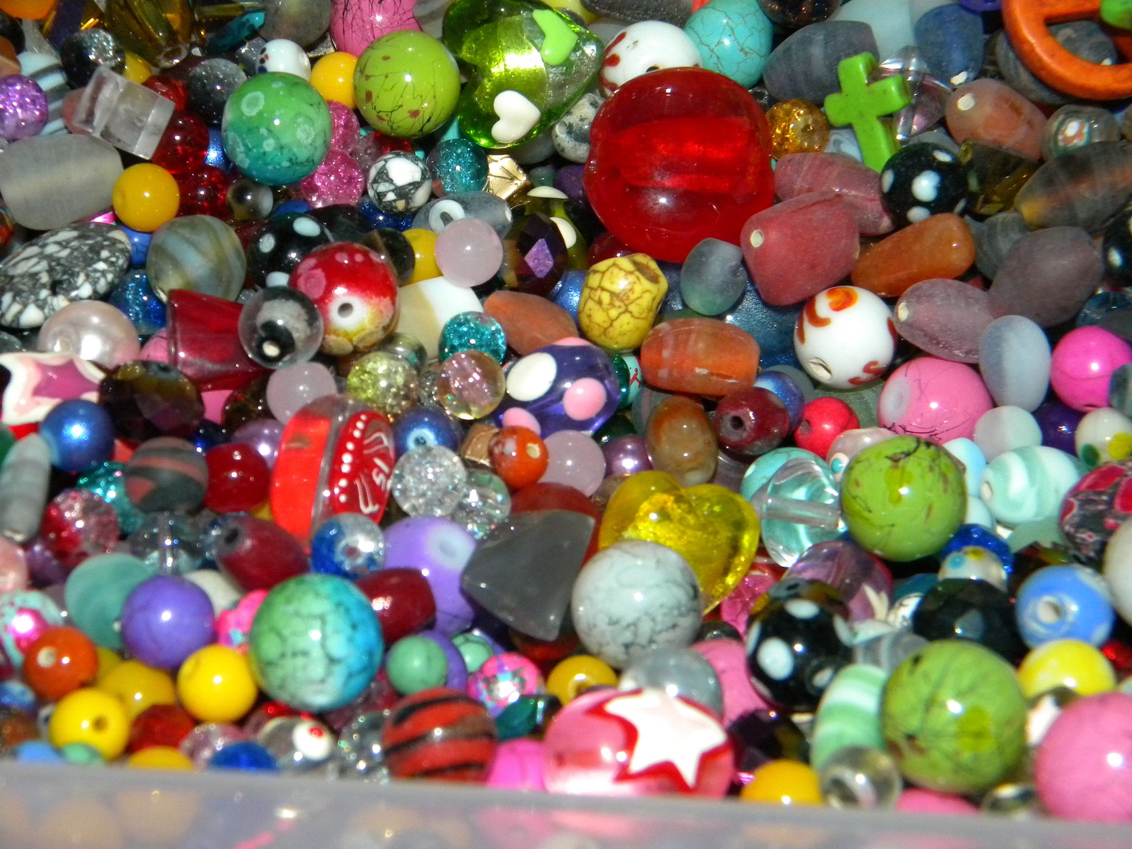 New 8/oz Multi-mixed Colors GLASS MIX Loose Lot of Beads 6mm-25mm Glass ...