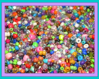 New 8/oz Bag circus mix ( 1000's thousands of beads mixed colors and Mixes) SEED Bead lot solids & iridescent
