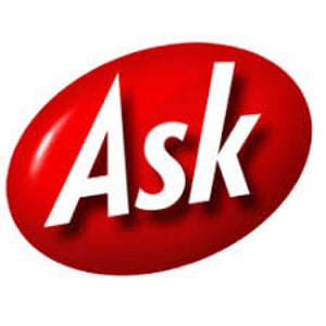 May include: A red, oval-shaped graphic with the white word "Ask" in a bold, sans-serif font. The graphic has a glossy appearance, with highlights suggesting a three-dimensional form. The background is plain white.