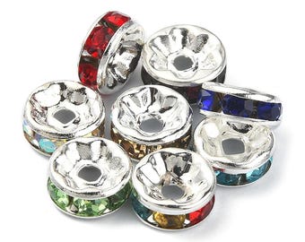 100/Pc GLASS 6x3mm size Multi-colored Crystal spacers beads lot Mixed Multi-Colored 1.0mm hole (6NF)