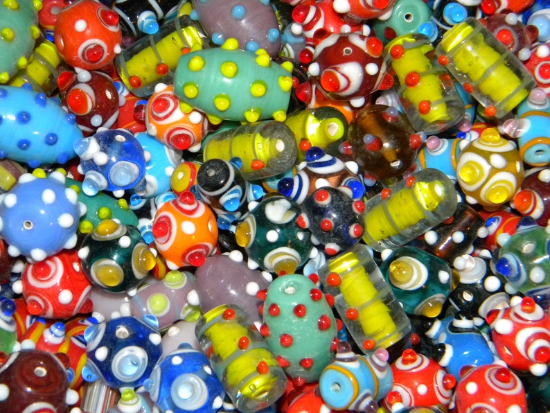 New 6oz Bright Colorful BUMPY Lampwork beads 6-30mm Premium Random pick Beads House Mix Loose lot mix