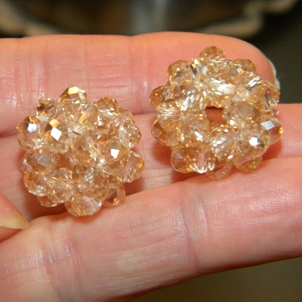 New 2/Pc Crystal Cluster AB Peach Sparkle Jesse James beads 21mm BOHO Elite Beautiful Encrusted Bead lot Jewelry Making 3.0mm hole(PO)