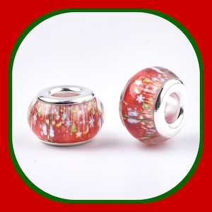 New 20/pc RED Christmas stars charm beads 14mm European Style Charm spacer Beads RESIN 5mm large hole spacer charm Bead lot(RST)