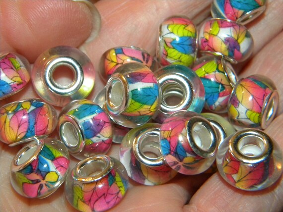 European Beads PLUM Charms Roundelle Large Hole Beads Facets 15 x 10mm 10  pcs