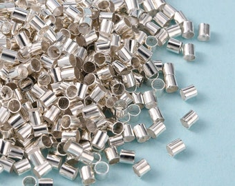 NEW 10/Gram(625/pc) Bright Silver Tone 2.5mm Metal Crimps Stopper End Beads - in size 2mm hole crimp beads lot (#J1)