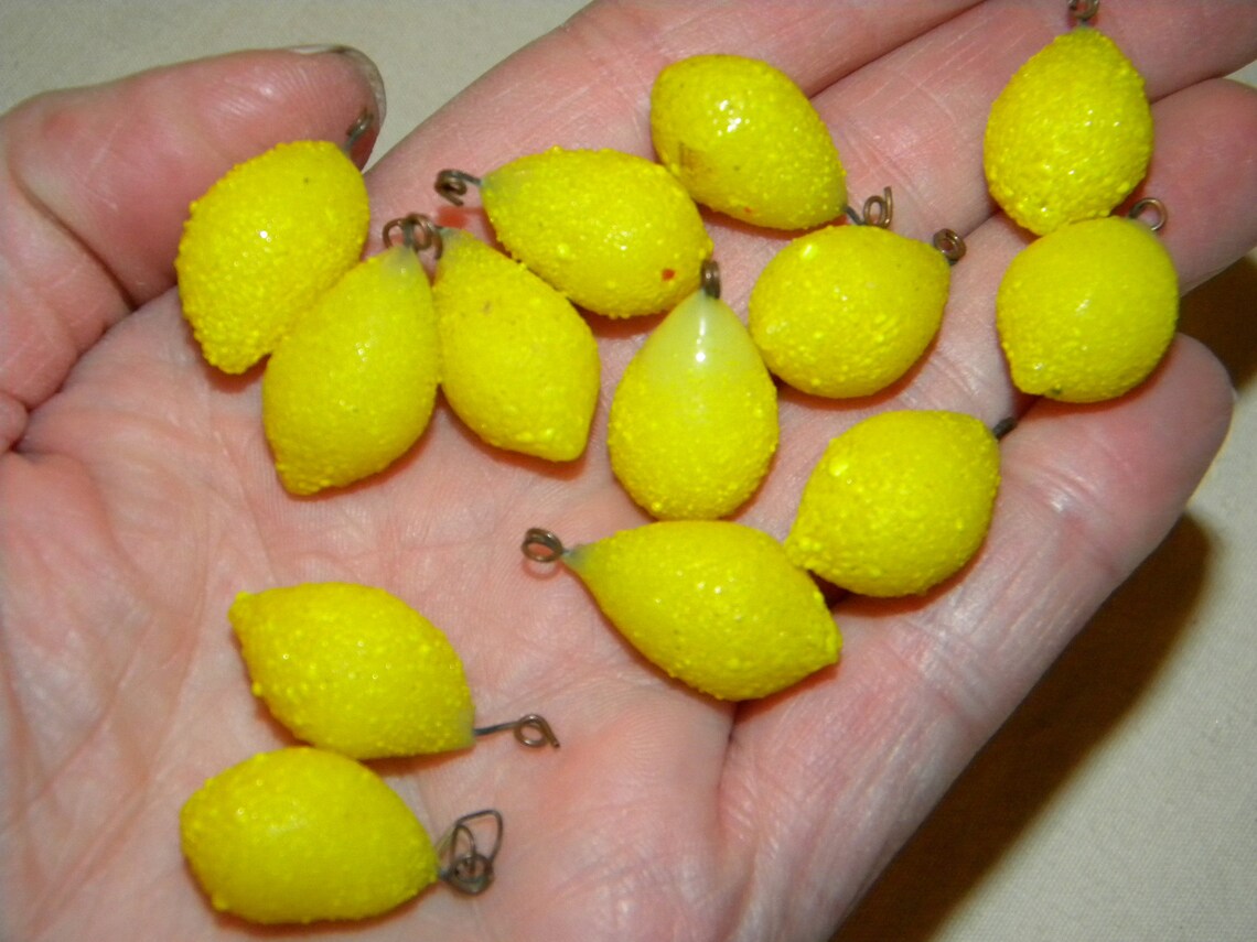 Vintage Old RARE Glass Yellow LEMON Sugar beads with brass Etsy