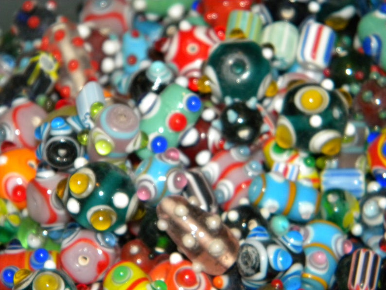 New 6oz Bright Colorful BUMPY Lampwork beads 6-30mm Premium Random pick Beads House Mix Loose lot mix
