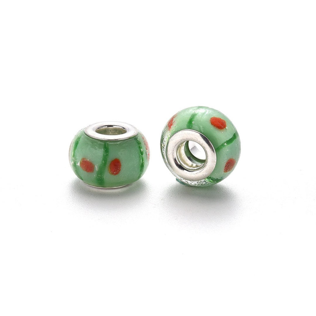 Cheriswelry 20pcs/Strand Green Christmas Tree Glass Beads Christmas Theme Handmade Lampwork Loose Spacer Bumpy Beads Charms 17~18mm For DIY Earring...