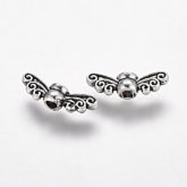 NEW 20/Pc 2 sided Cute little Silver Alloy 14mm Butterfly wings spacer Tibetan Findings jewelry making Crafts Loose(SM)