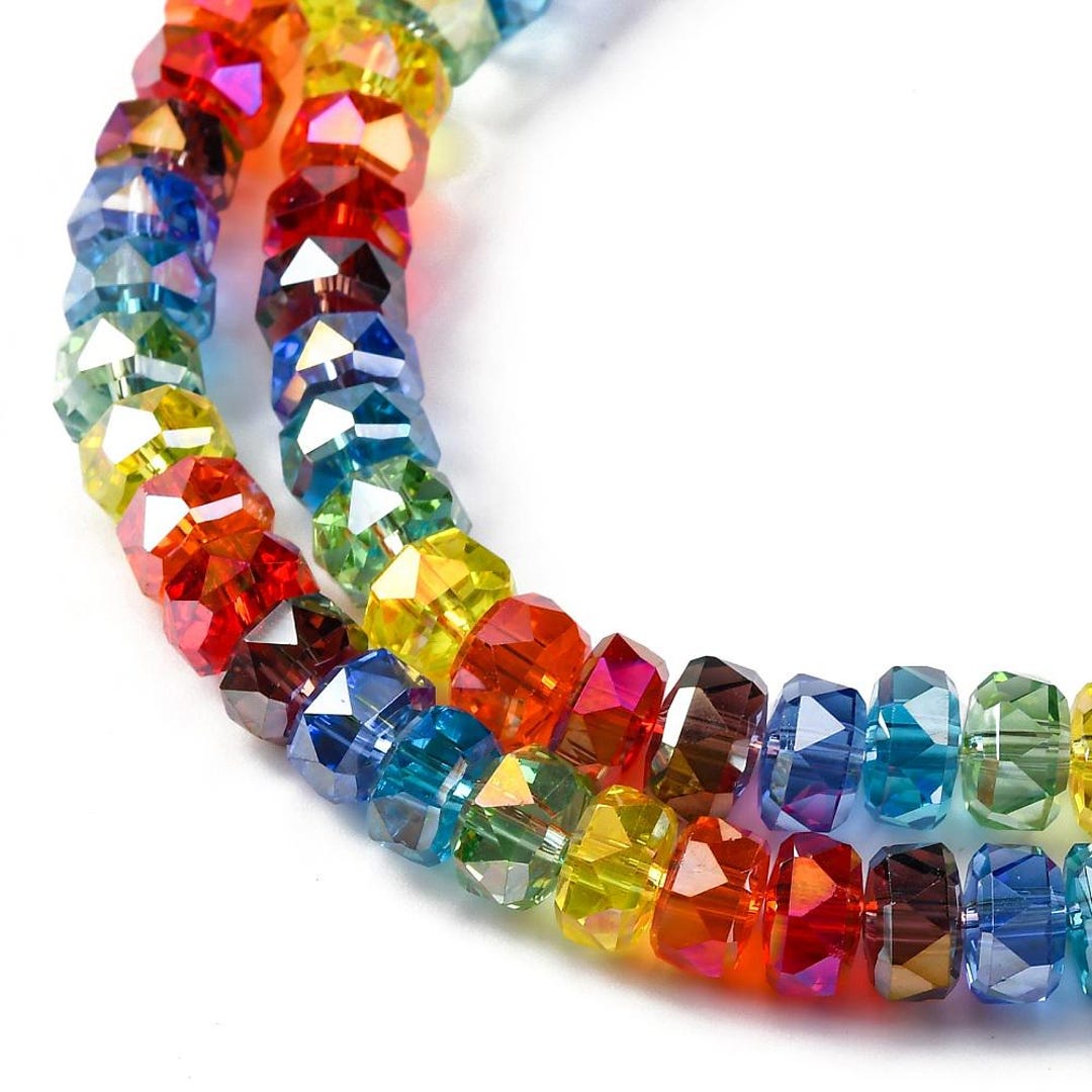 Ab Color 1/st Electroplate Glass Bead Strands, Rondelle, Mixed Colors Faceted ...