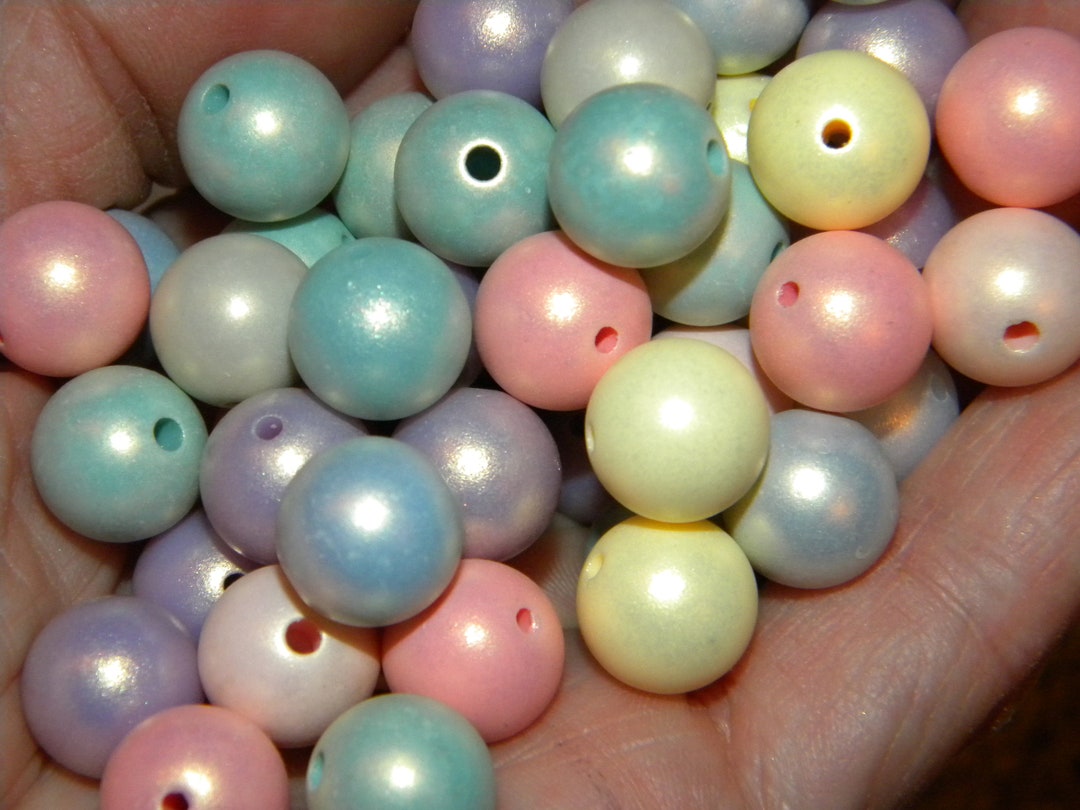 New 50/pc Mixed Iridescent Pearlized Pastel Light PASTEL Colored 8mm ...