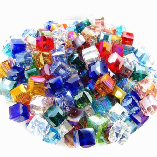 NEW 50/pc Crystal Square 4mm Beads beveled Glass Faceted Loose Beadin…