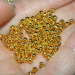 NEW 500/Pc Spacer ball Beads Gold plating 3mm with .7mm hole Findings Loose beads lot, jewelry making supplies(GD1)