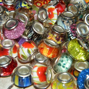 YIQIFLY 100pcs European Large Hole Resin Spacer Beads – 14mm Diameter, 5mm Hole, Mixed Colors For Jewelry Making