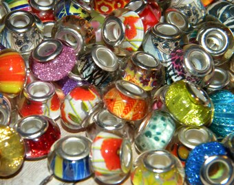 NEW 50/Pc European charm beads 14mm Spacer beads HIGH Quality Resin beads charm beads spacer beads lot Visual & Graphics 5mm large hole