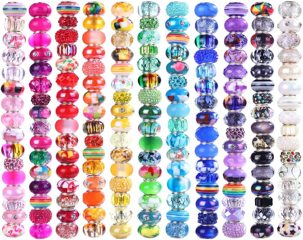 NEW 20/pc Alcohol Splatter Bright 14mm Resin European Spacer Charm ...
