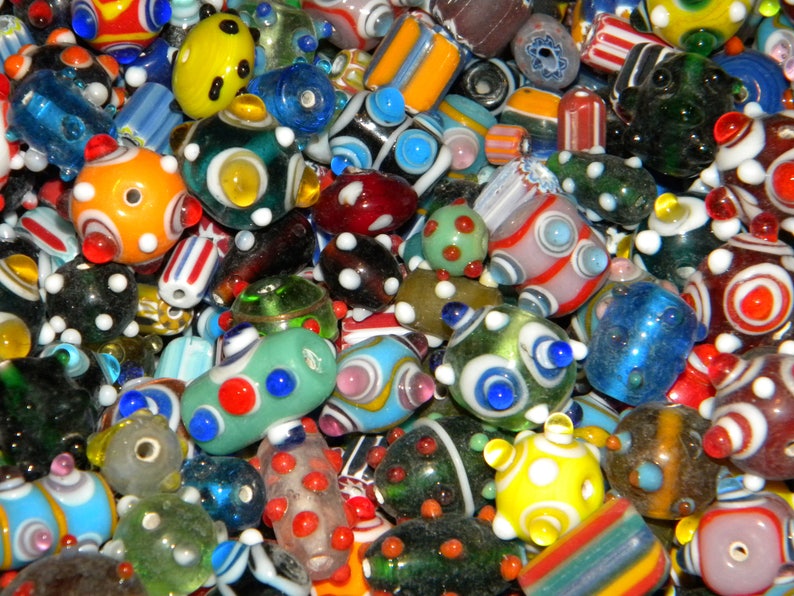 New 6oz Bright Colorful BUMPY Lampwork beads 6-30mm Premium Random pick Beads House Mix Loose lot mix
