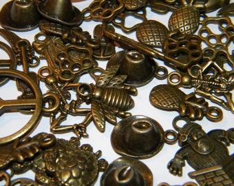 NEW 103/pc Tibetan Bronze 3D Mixed sized & Theme Charms lot Charms Pendant Fit Bracelet charms lot jewelry making charms lot(BMX)