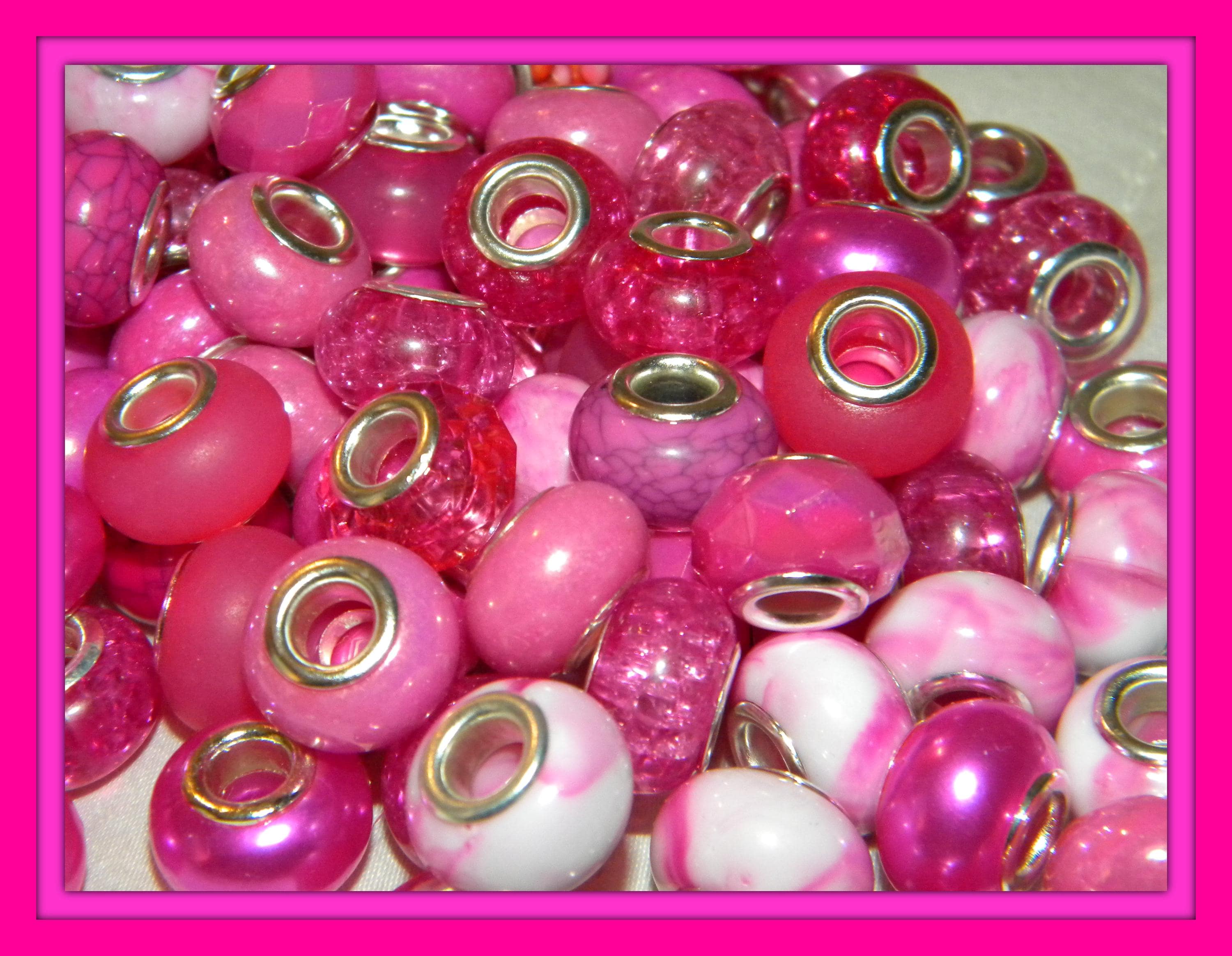 NEW 20/pc MIXED Fuchsia Hot Pink's European Style RESIN 14x9mm