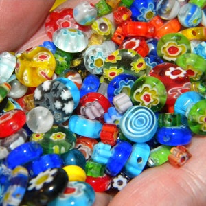 New 100/pc MIXED PETITE 3mm-8mm Bright Colorful Millefiori Lampwork Handmade beads Mixed Shaped Premium Random Color Drilled holes Loose lot