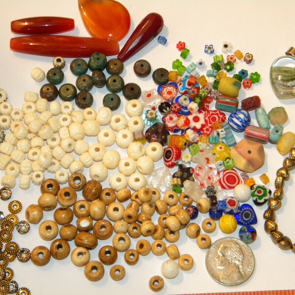 New 1/Bag (4/oz) BOHO MIXED Beads lot Gemstone, crystals, & Focal's Drilled Beautiful Mixed Size/ colors Premium Beads Loose beads Lot (XM1)