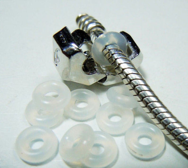 NEW 50/pc White Rubber Stopper Ring Spacer Bead Charm Fit Etsy