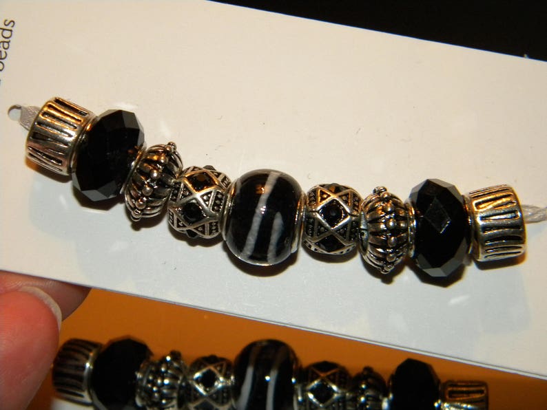 Joe Cool Bracelet Black Beads /& Charms Made with Resin /& Zinc Alloy