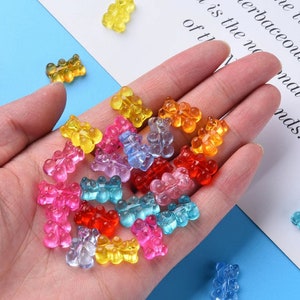 10pcs 12x20mm Candy Color Gummy Bear Beads Vertical Hole Resin Spacer Beads  for Jewelry Making Earrings Necklaces DIY Findings