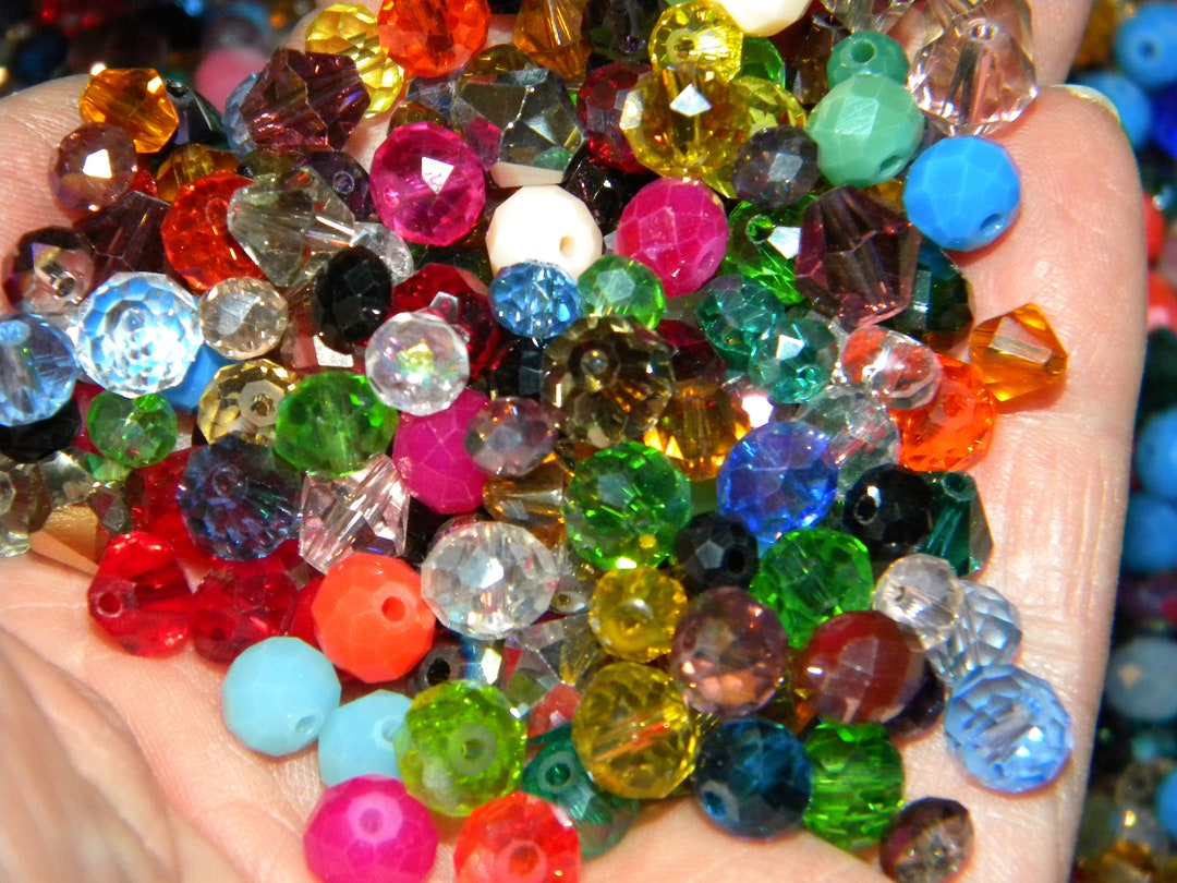 100 Random Faceted Glass European Beads Large Hole Rondelle Loose Charms  14x9mm