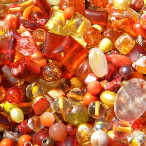 New 6/oz per lot of 6-15mm Orange & Yellow FALL Mixed Loose lot of Beads Random Glass NO JUNK