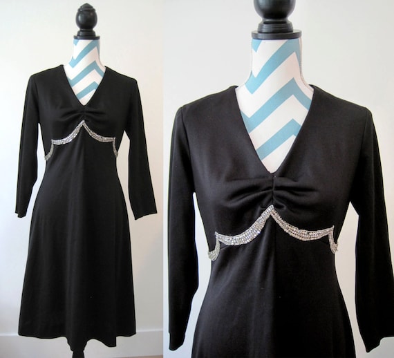 Vintage 1960s Cocktail Dress with Long Sleeves an… - image 1