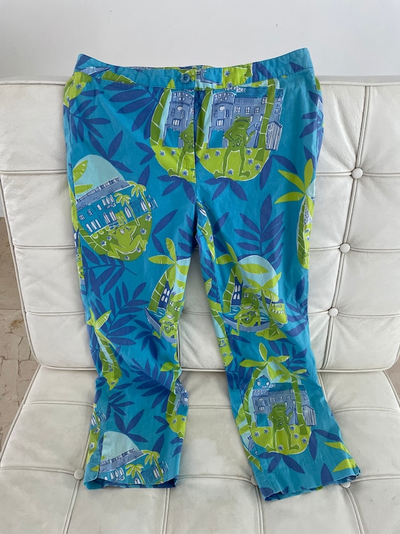 Vtg Lilly Pulitzer Capri Pants Size 6 Cropped Pant Blue Green With