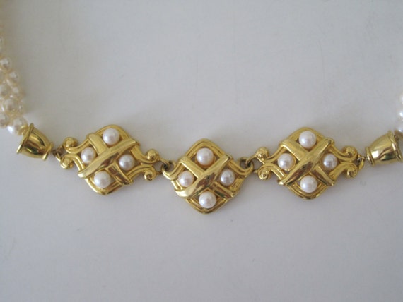 Vintage Pearl Necklace 1950s Necklace with Glass … - image 3