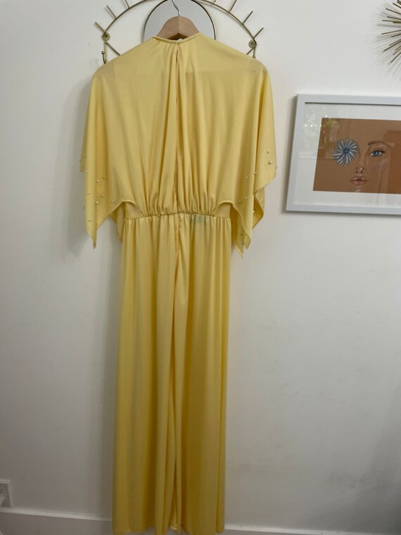 60s Maxi Dress with Butterfly Sleeves and Pearl e… - image 8