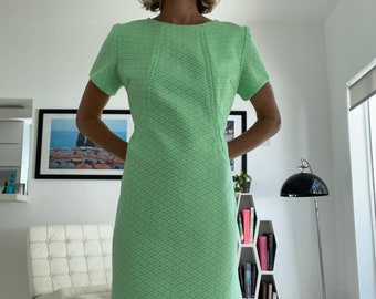 Vestido recto verde lima neón mod de los años 60 mediano
